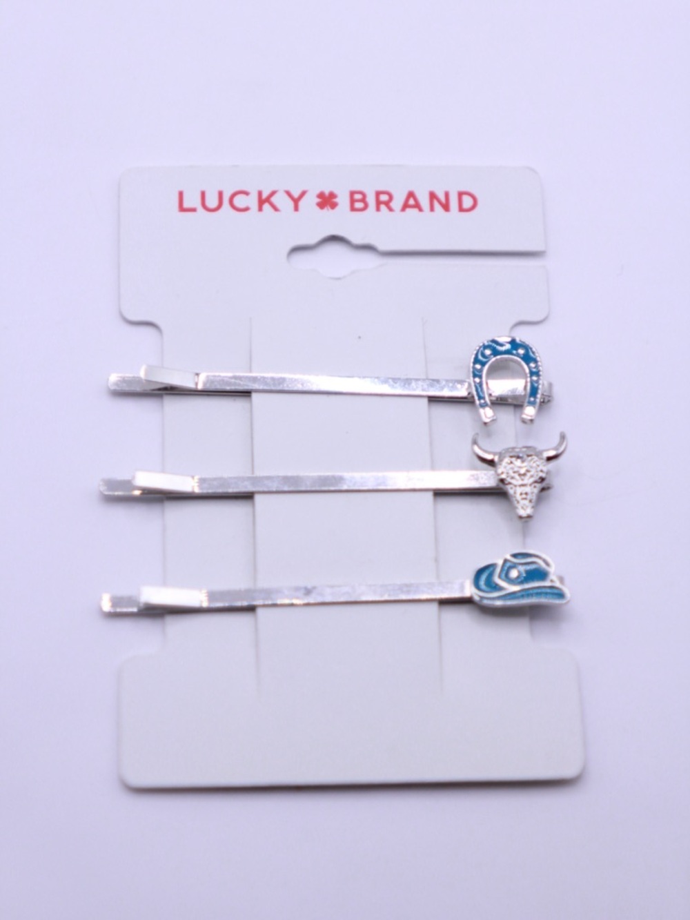 Lucky Brand Silver tone Hair Pins with Turquoise tone enamel Western - Set of 3